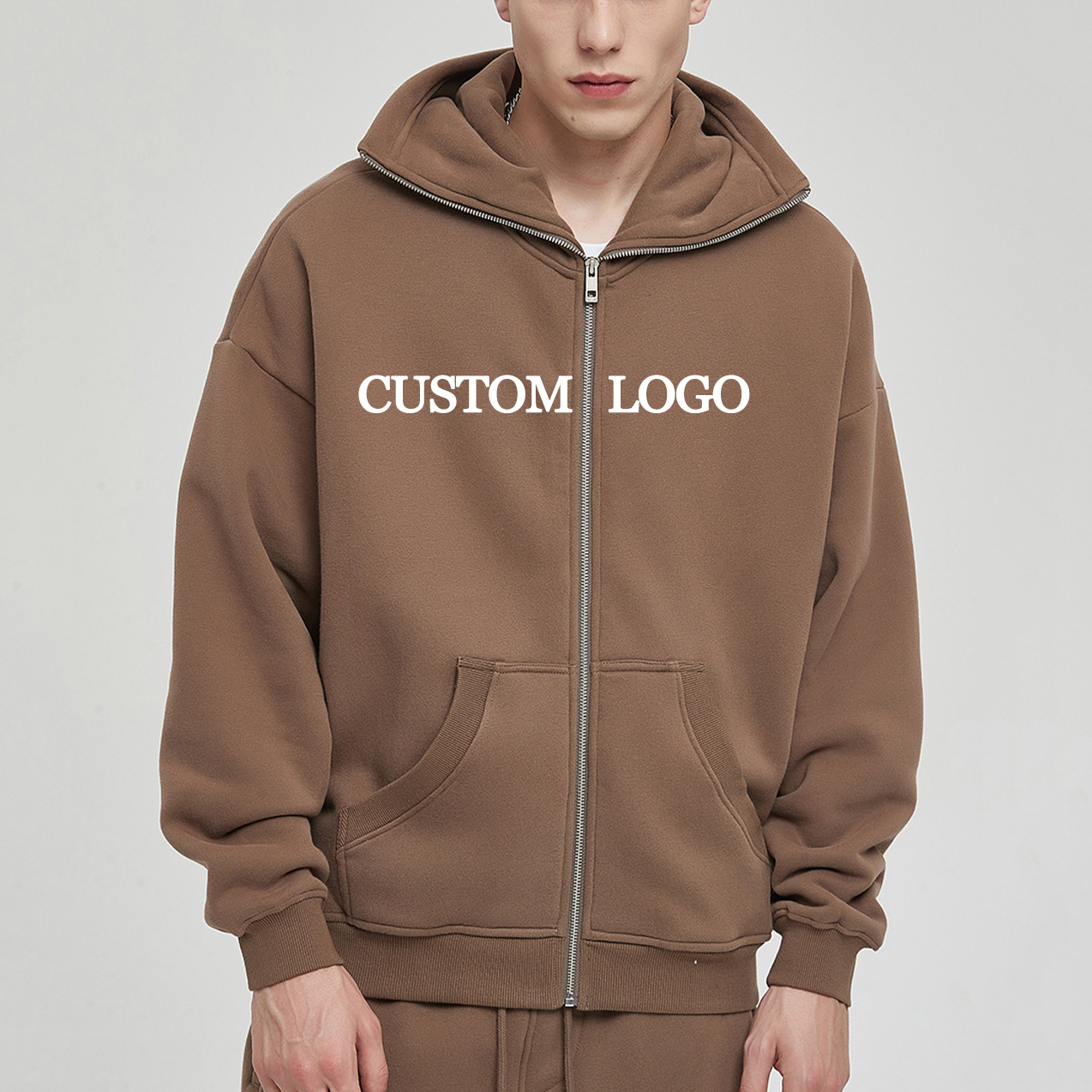 Hooded Collar Winter Warm Cotton Terry Embroidery Masked Ninja Hoodie for Cold Days