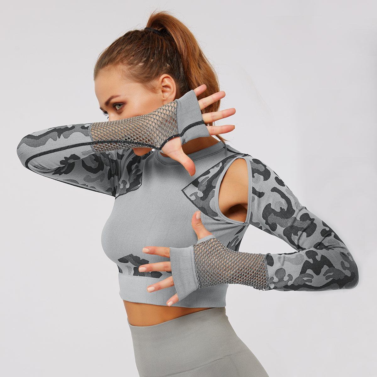 2019 Leopard Grain Mesh Woman Fitness Yoga Leggings Seanmless Or Top