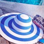 Lady Stripe Large Wide Brim Straw Hat Summer Beach Floppy Sun Cruise Hat