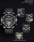 KINYUED J019-4 Private Label Black Case Black Dial Genuine Leather Auto Date