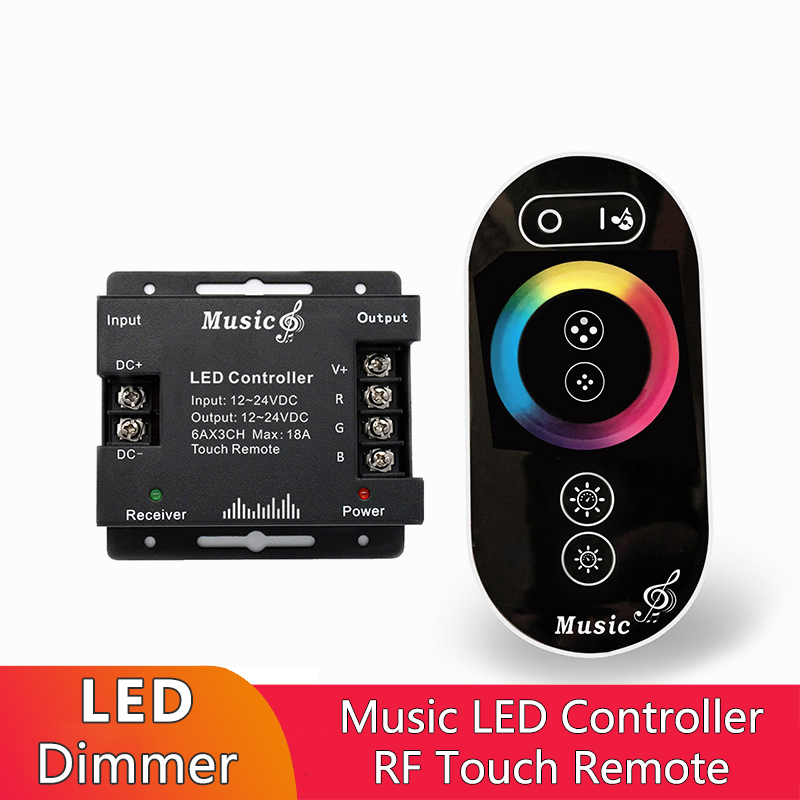 Wireless RF Remote LED Controller , RGB LED Music Controller 18A For 5050 Light Strip