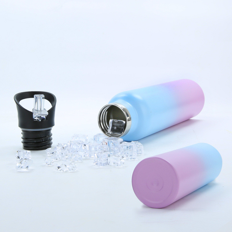 24 Oz Insulated Water Bottle With Straw Stainless Steel Water Bottles With 2 Lids Reusable Leakproof Water Flask Keep Hot And Cold Sports Metal Water
