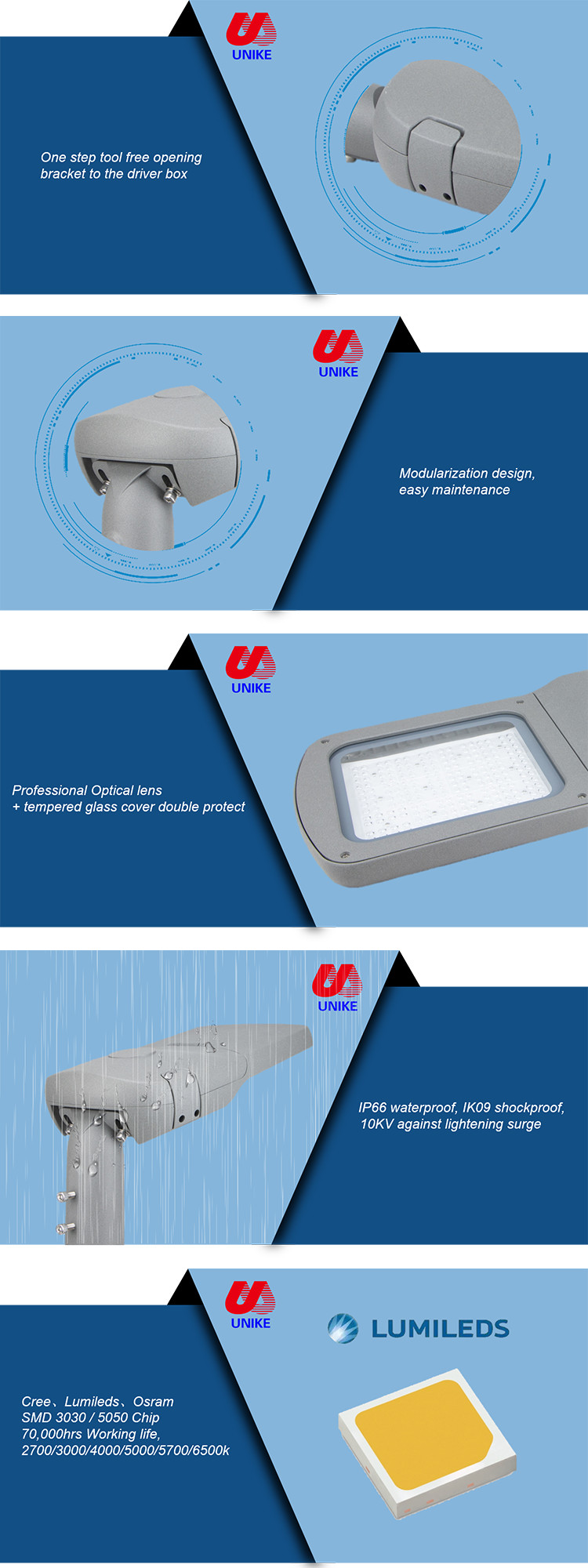 Pole Mounted Luminaire Module LED Road Street Light Outdoor Die Casting Aluminum