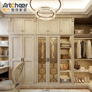 China Adjustable Wooden I-Shaped Corner Wardrobe in White Finish for Saudi Bedroom Furniture wholesale