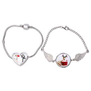 China Personalized Sublimation Angel Wings Bracelet With Printable Metal Insert Creative Sublimation Souvenir Gift wholesale