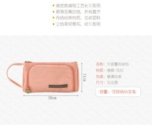 China Washable Large Capacity Canvas Pen Bag Embroidery Printing 21 * 7 . 5 * 5CM wholesale