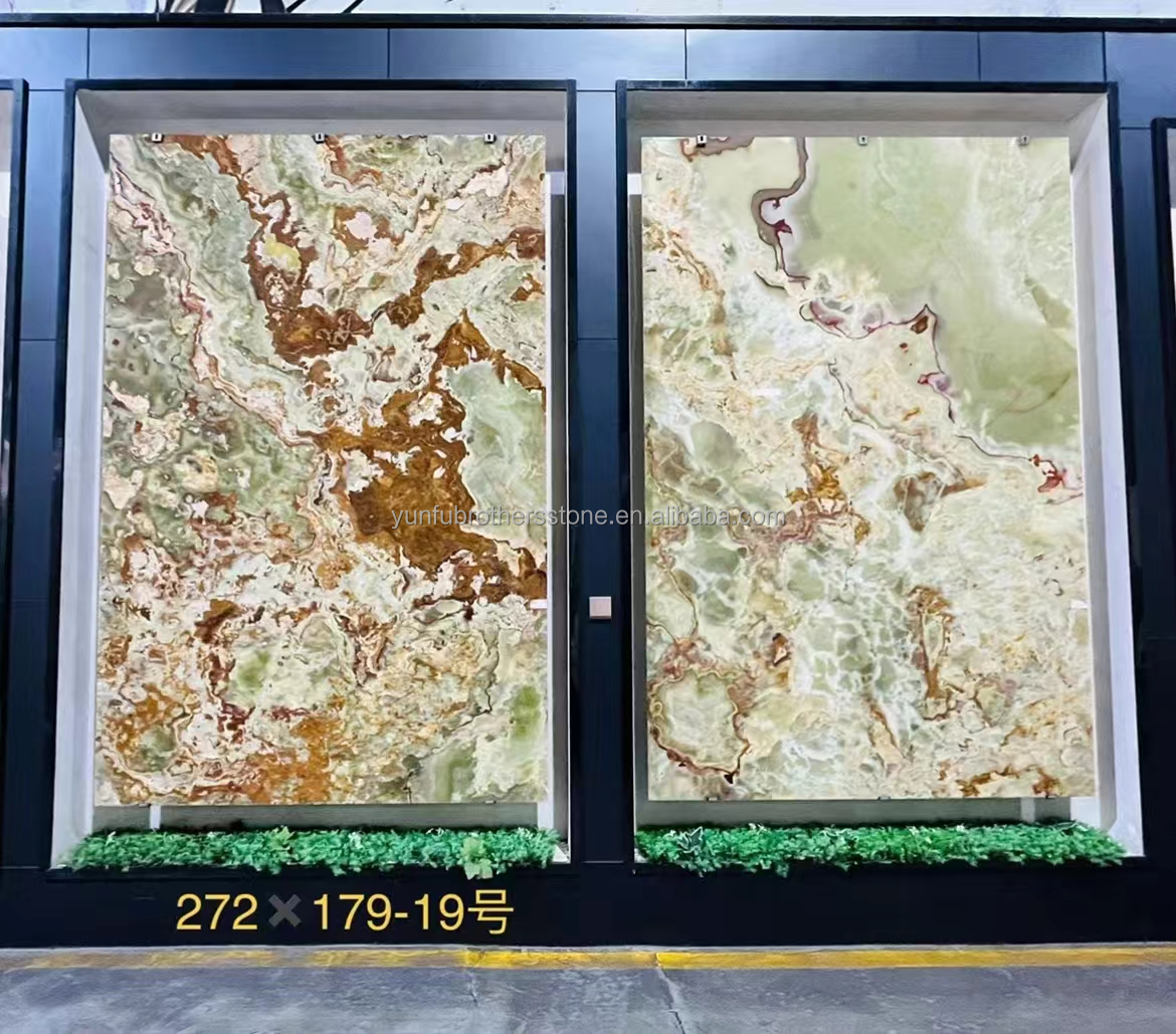 Green Onyx Marble Backlit Panel for Modern Graphic Design and Wall Decoration Purpose