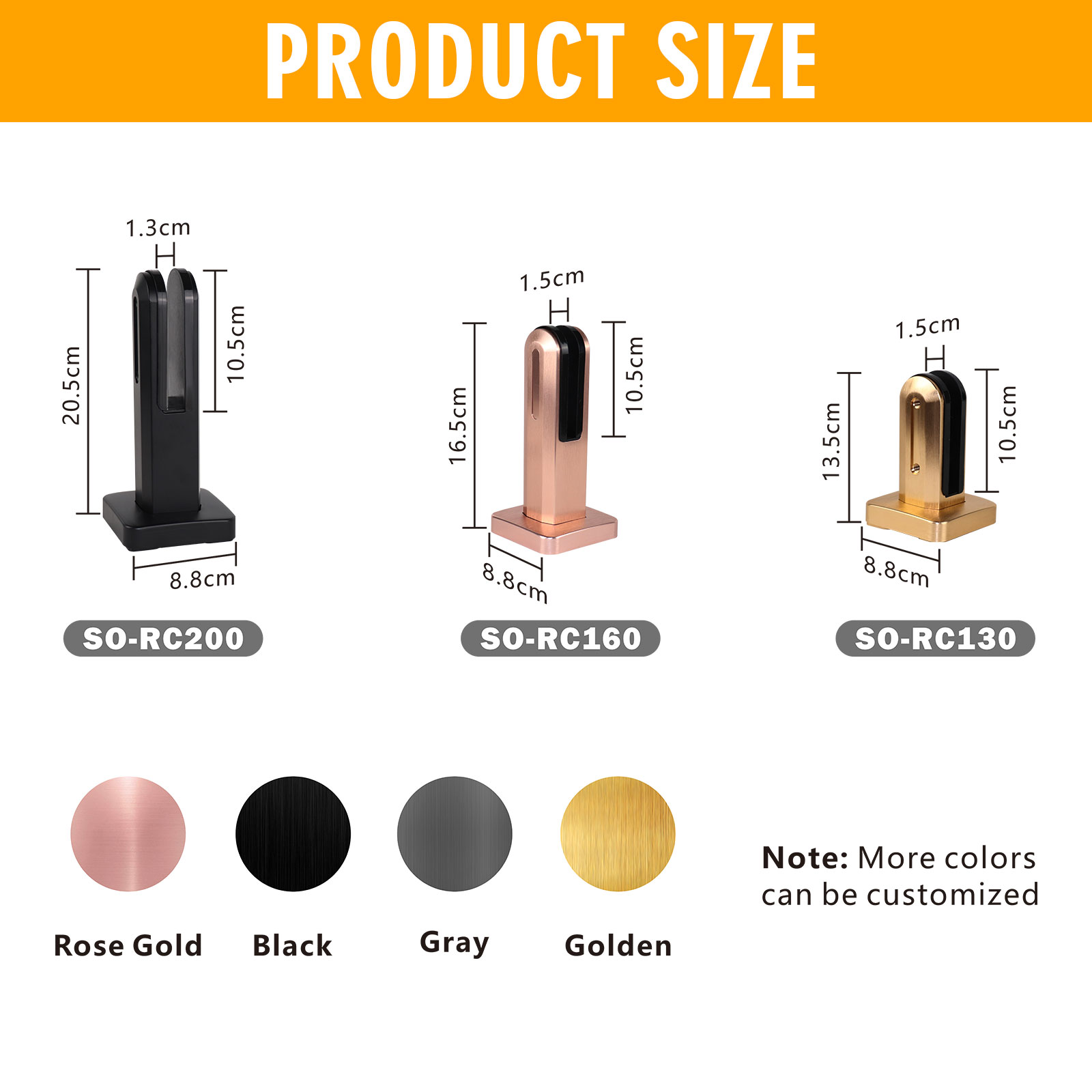 Hollow Golden Color Spigot Glass Balustrade Glass Clamps Balustrade for Swimming Pool