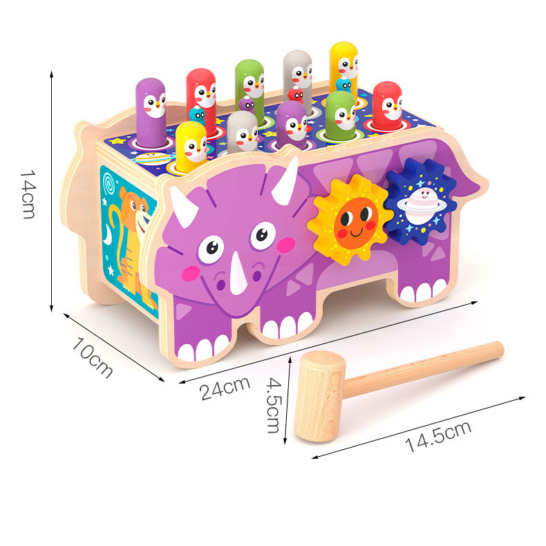 Wooden Cartoon Hitting Ground Mouse Building Blocks for Children's Early Education
