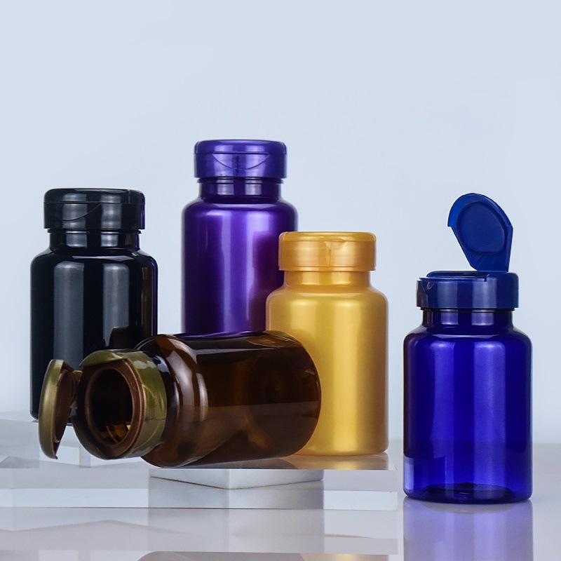 200cc 500cc Wide Mouth Flip Cap Bottle in Pink for Customized Private Label PET Vitamin Pill or Chocolate Packaging