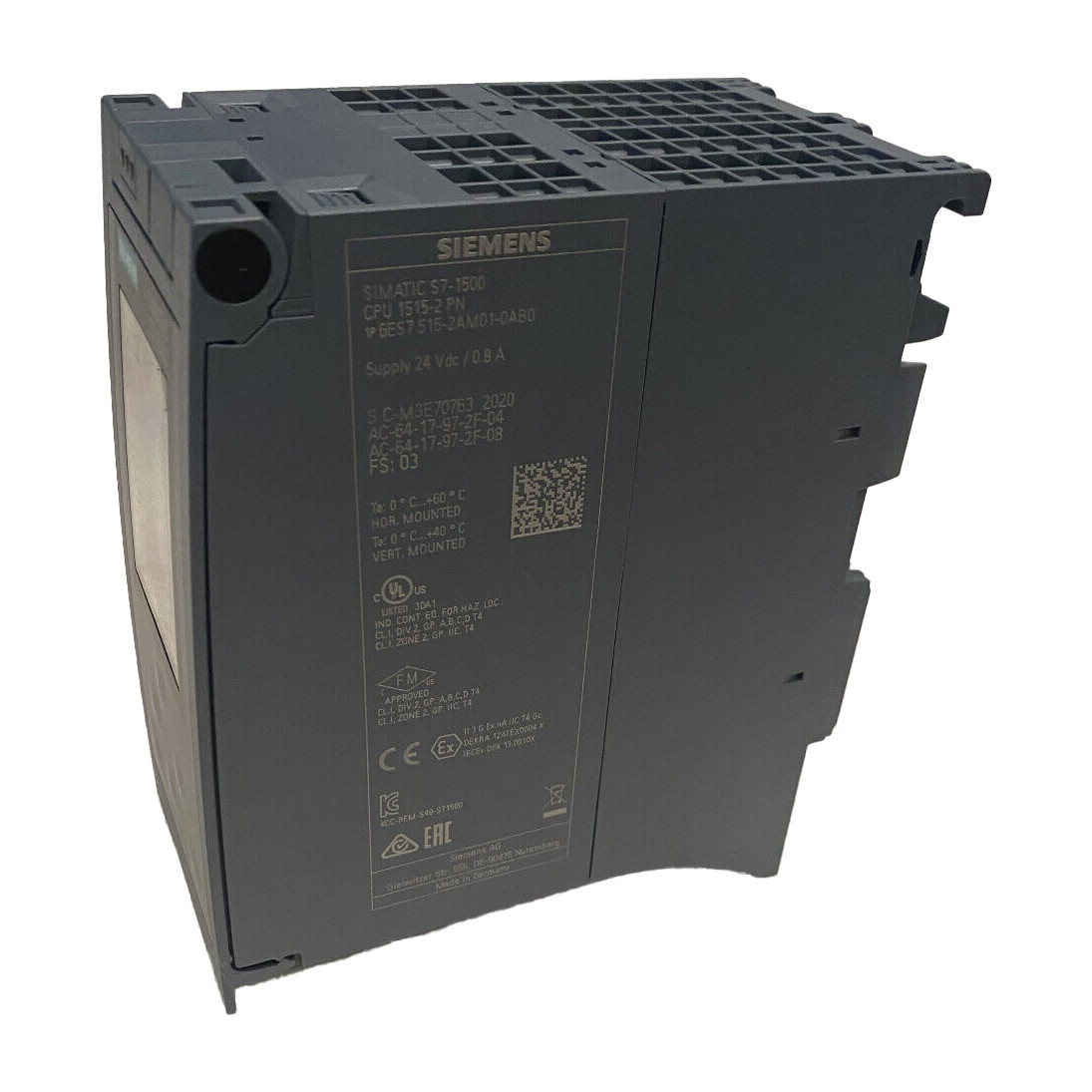 SIEMENS PLC SIMATIC S7-1500 CPU 1515-2 PN 6ES7515-2AM01-0AB0: PROFINET IRT WITH 2-PORT SWITCH, 2ND