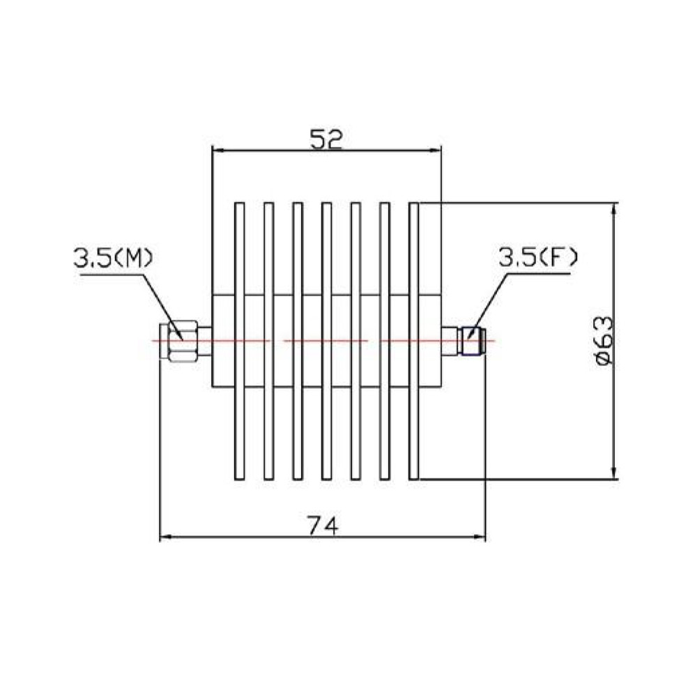 50 W Coaxial Fixed Attenuators DC-26.5 GHz 3.5 mm Inline Attenuator