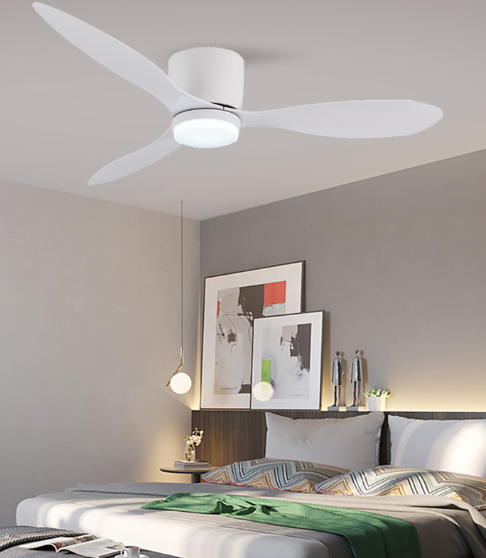 DC ABS Hanging Ceiling Fan With Light 52 Inches Three Blade Fans