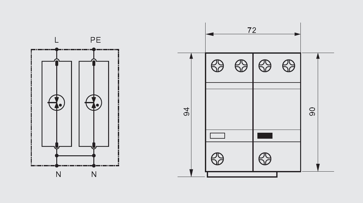 Fireproof AC 25kA 1+1 BR-25GR Surge Protection Device Surge Protector