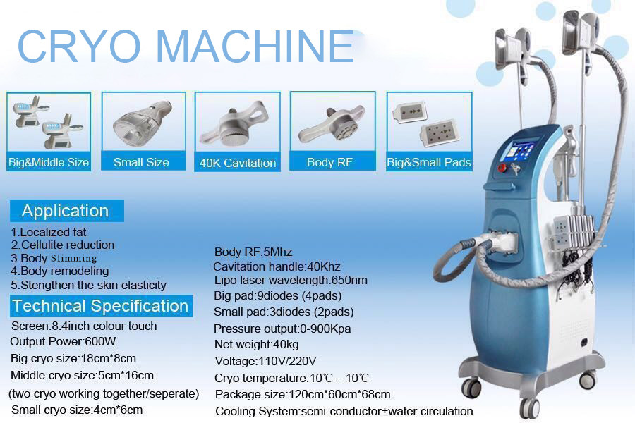 6 in 1 Salon use Multifunction weight loss cavitation rf vacuum cryo lipo laser slimming beauty machine LF-208