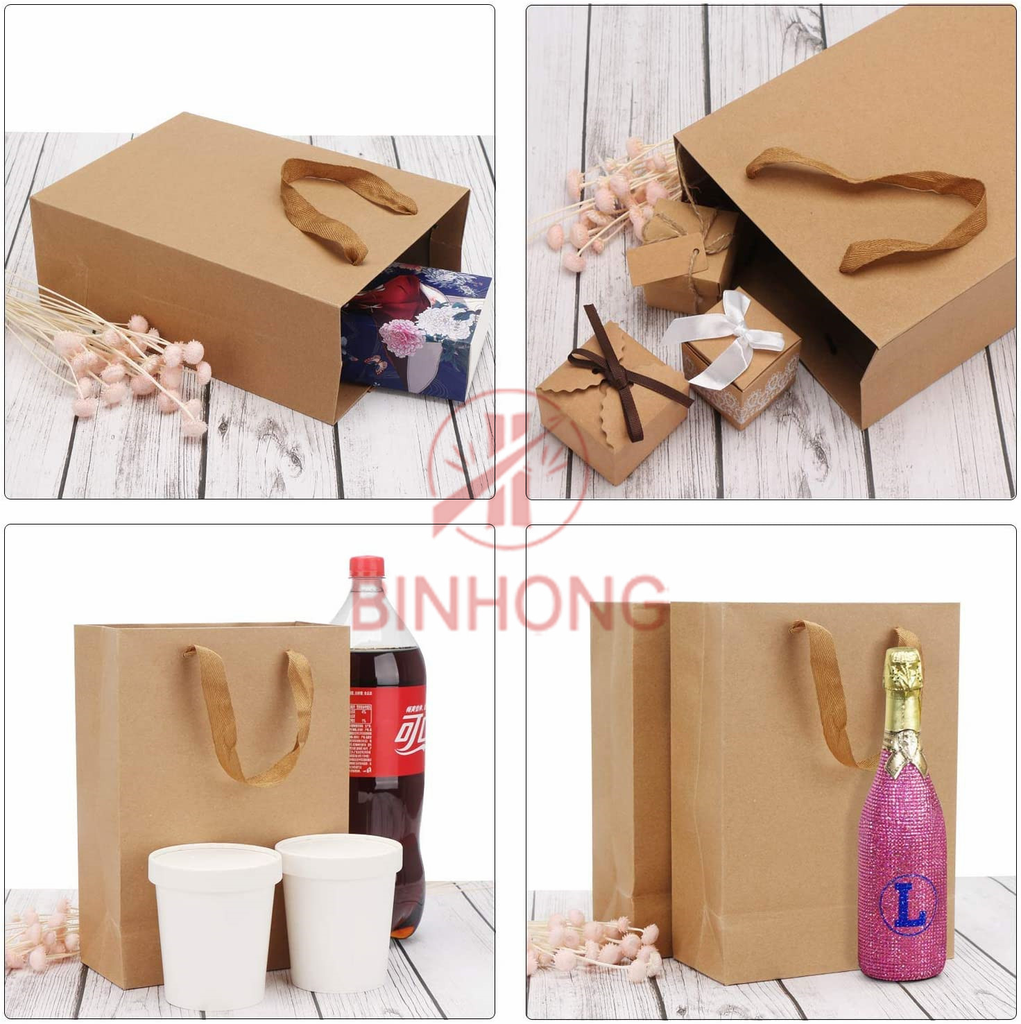 Glued 30cm Paper Standing Pouch With Twisted Handles