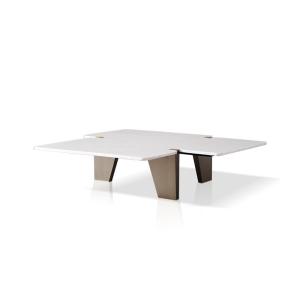 China Living Room Stainless Steel Central Table With Brushed Gold Marble Top Metal Legs wholesale