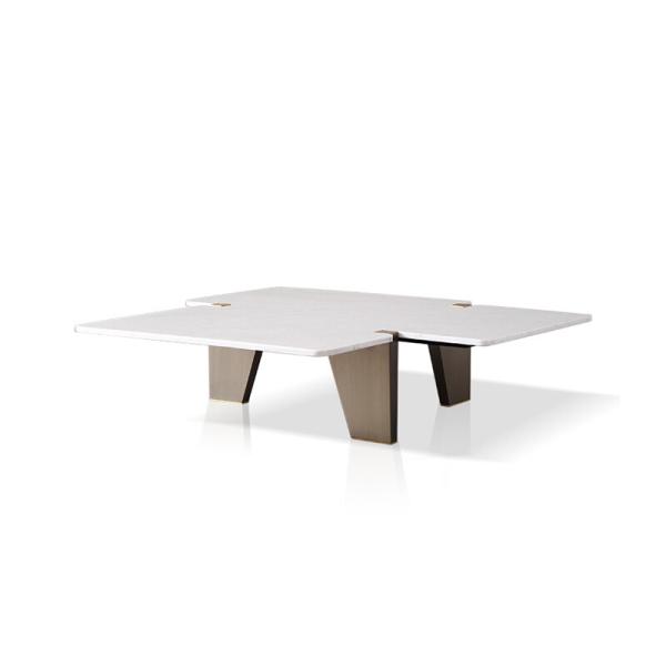 Living Room Stainless Steel Central Table With Brushed Gold Marble Top Metal