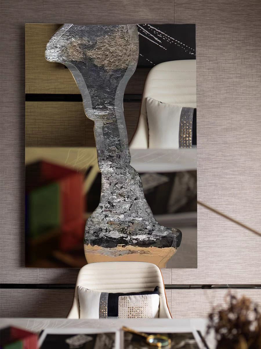 Hand Painted Rust Texture Wall Piece 3d High Light Luxury Modern Interior Painting