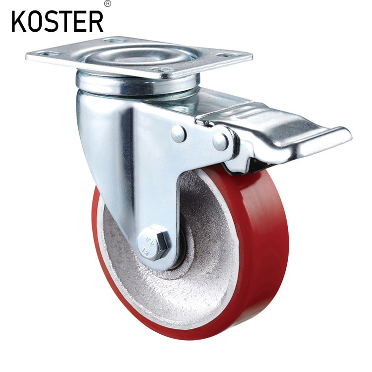 Medium Duty Caster M8 Thread Screw Swivel PU Caster Wheels