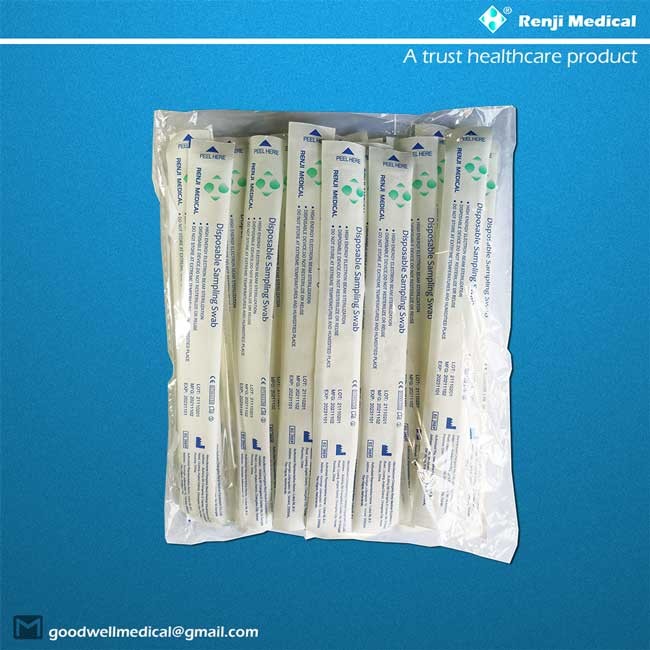 Renji Medical Viral Sampling Swab , Sterile Nasopharyngeal Flocked Swabs