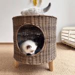 Woven Pet Dog House Extra Large Cat Cave House Tripod Breathable