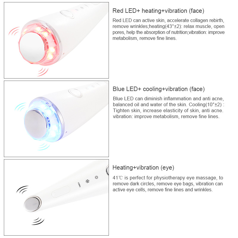 Hot Cold Hammer LED Light Photon Skin Tightening Massager Beauty Device