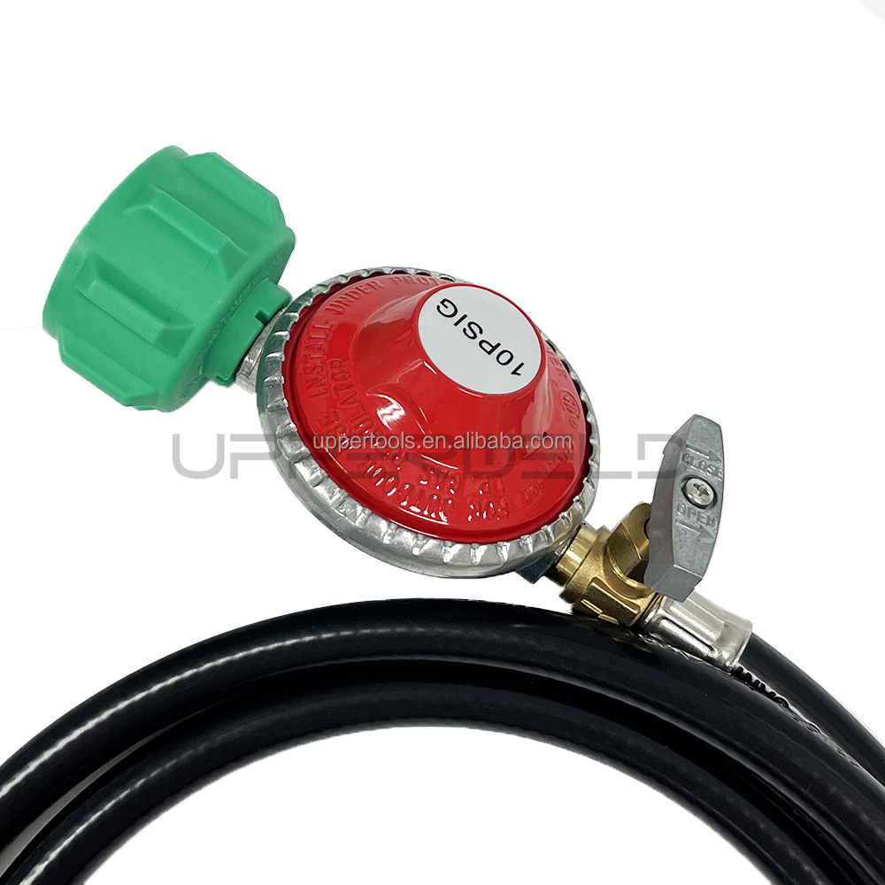 5FT LPG Hose and Valve Adjustable 0-5PSI Pressure Propane Regulator for Gas Cylinder