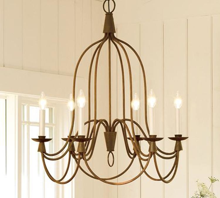Country metal Chandelier Led Retro Candle Chandeliers vintage Loft interior lighting(WH-CI-164)