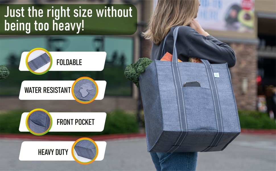 Heavy Duty Canvas Shopping Bag With Pockets Zip Codycross Grocery Eco Friendly