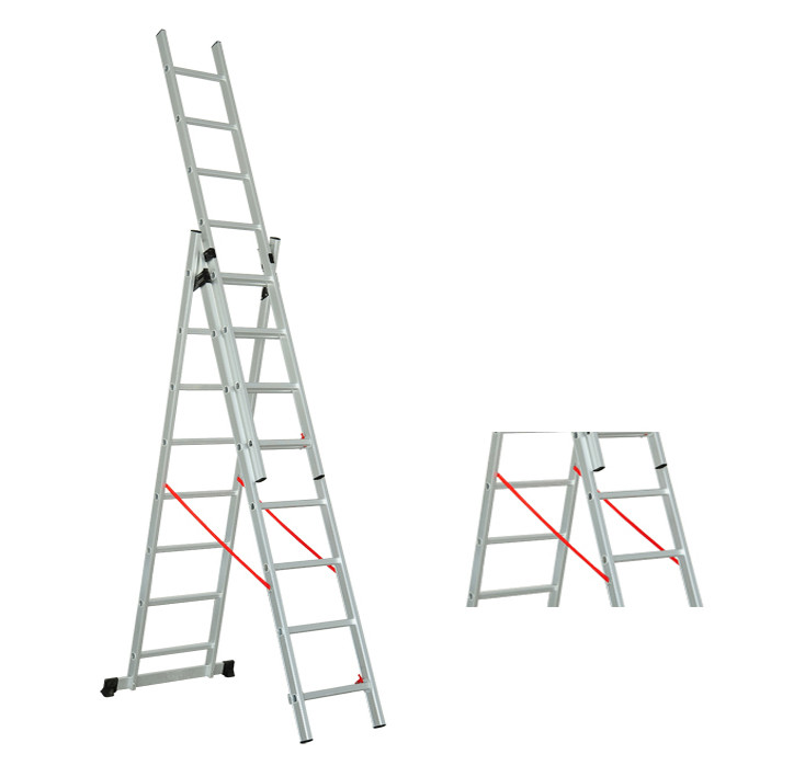 Customized 6063 Aluminum Extension Ladder 3x8 Total Length 489cm