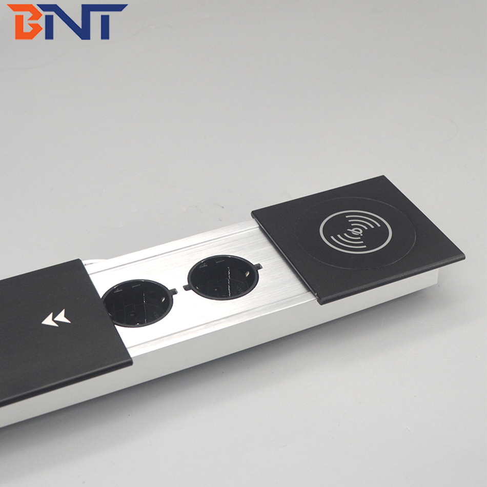 With wireless phone charger desktop EURO power sliding socket for office table