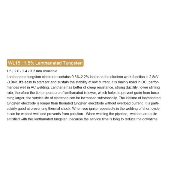 WCE20/15/10 /WT/WP/WL/WZ Tig Welding Rod Tungsten Electrodes
