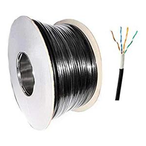 China Outdoor UTP CAT5E Cable 24AWG Solid PE+PVC 500FT Black Outdoor Waterproof Cable wholesale