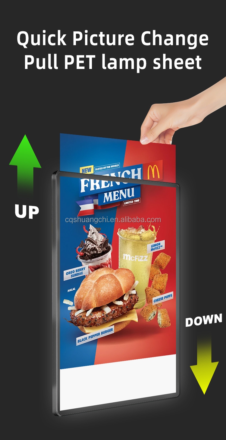 9mm Thickness Aluminum Frame Ultra Slim Light Box for Fast Food Advertising Posters