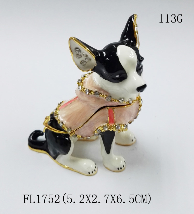 dog shape gold plated trinket box metal jewelry boxes for decoration