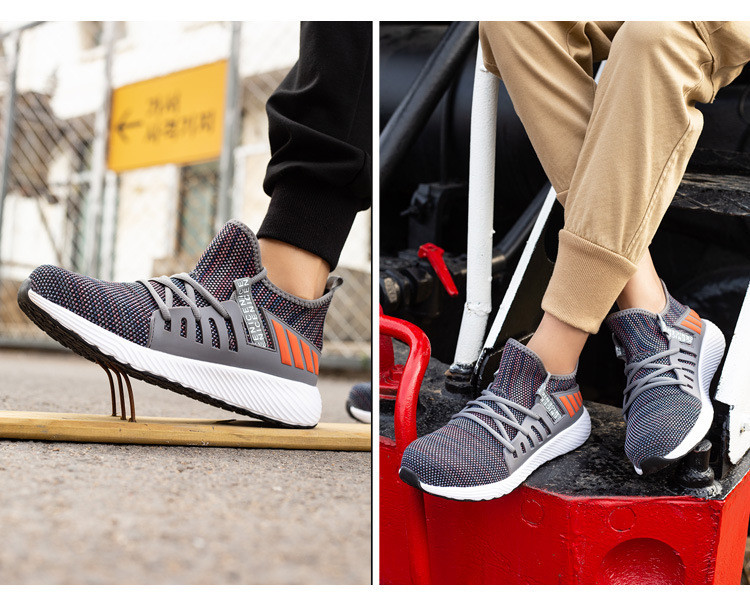 Breathable Flying Knit Work Shoes Comfortable Safety Shoes Kevlar Midsole Steel Toe EVA Sole