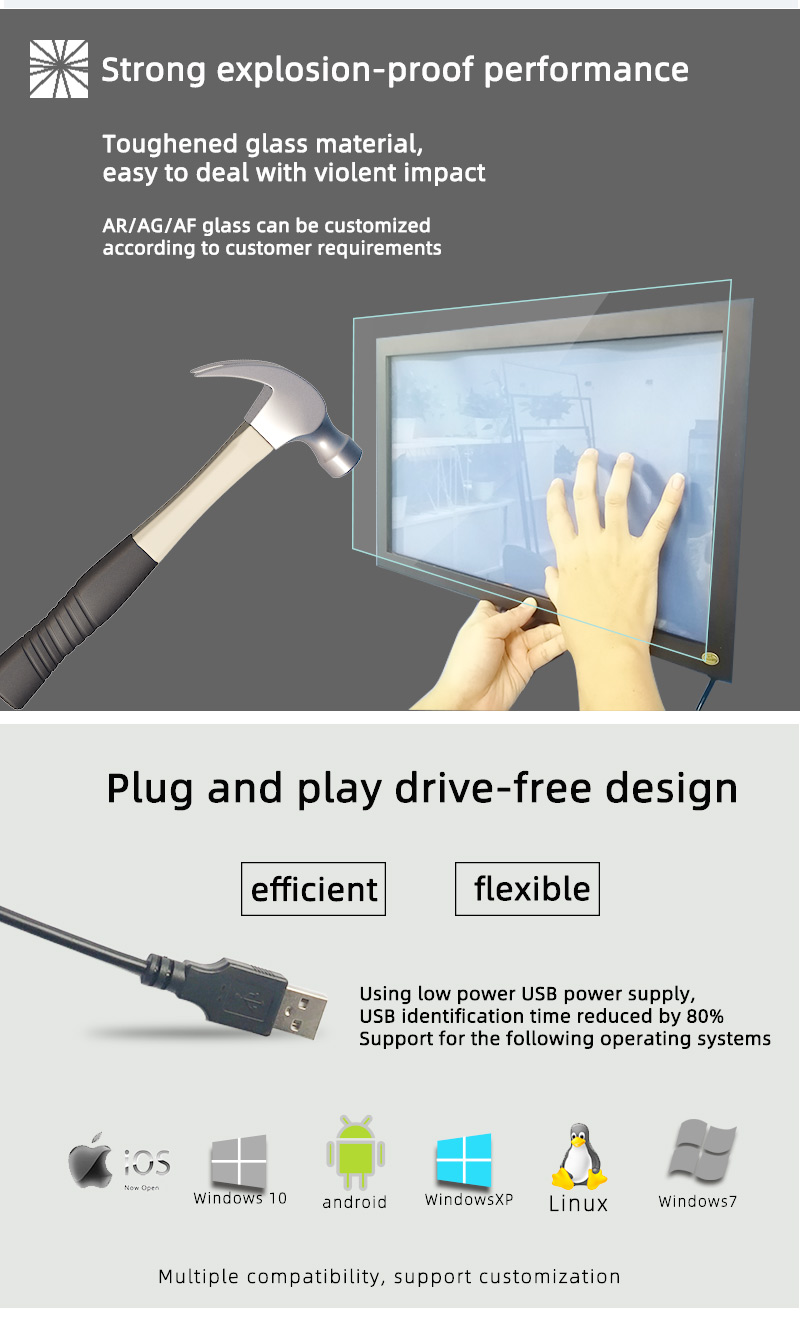 Interactive DIY IR Touch Frame 23.6 Inch 16:10 Ratio Size Customized