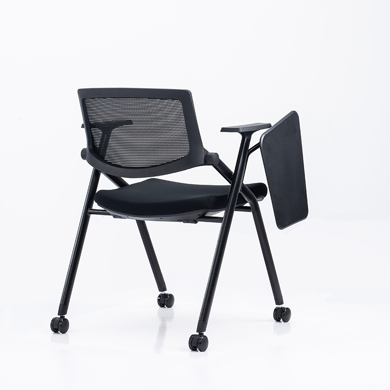 Stainless Steel Stackable Conference Tablet Chair with Fabric Padding and Writing Tablet