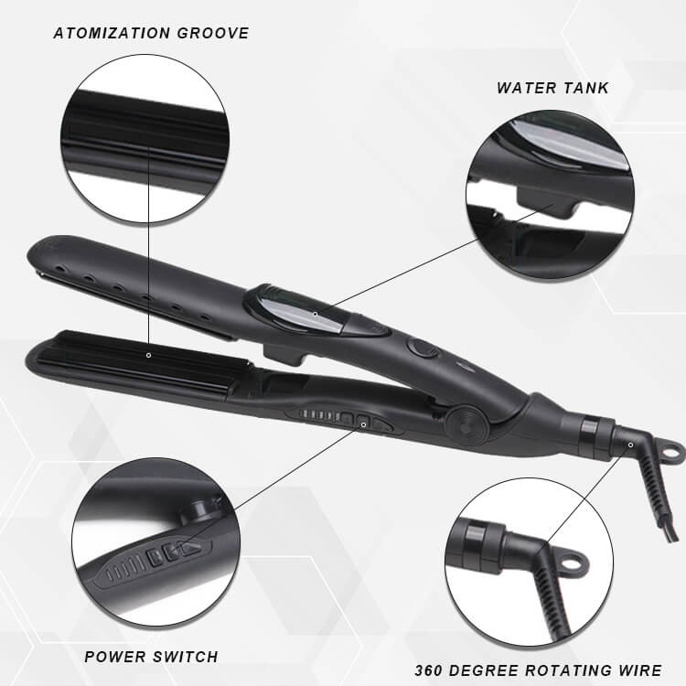 CE / ROHS / FCC Professional Steam Hair Straightener Fast PTC Heating Flat Iron