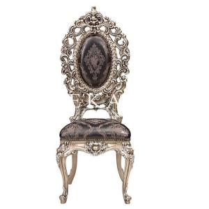 China Antique Baroque Solid Wood Carved Fabric Upholstery Retro Dining Chair wholesale