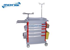 China ABS Medical Crash Cart Hospital Emergency Trolley With Five Colorful Drawers wholesale
