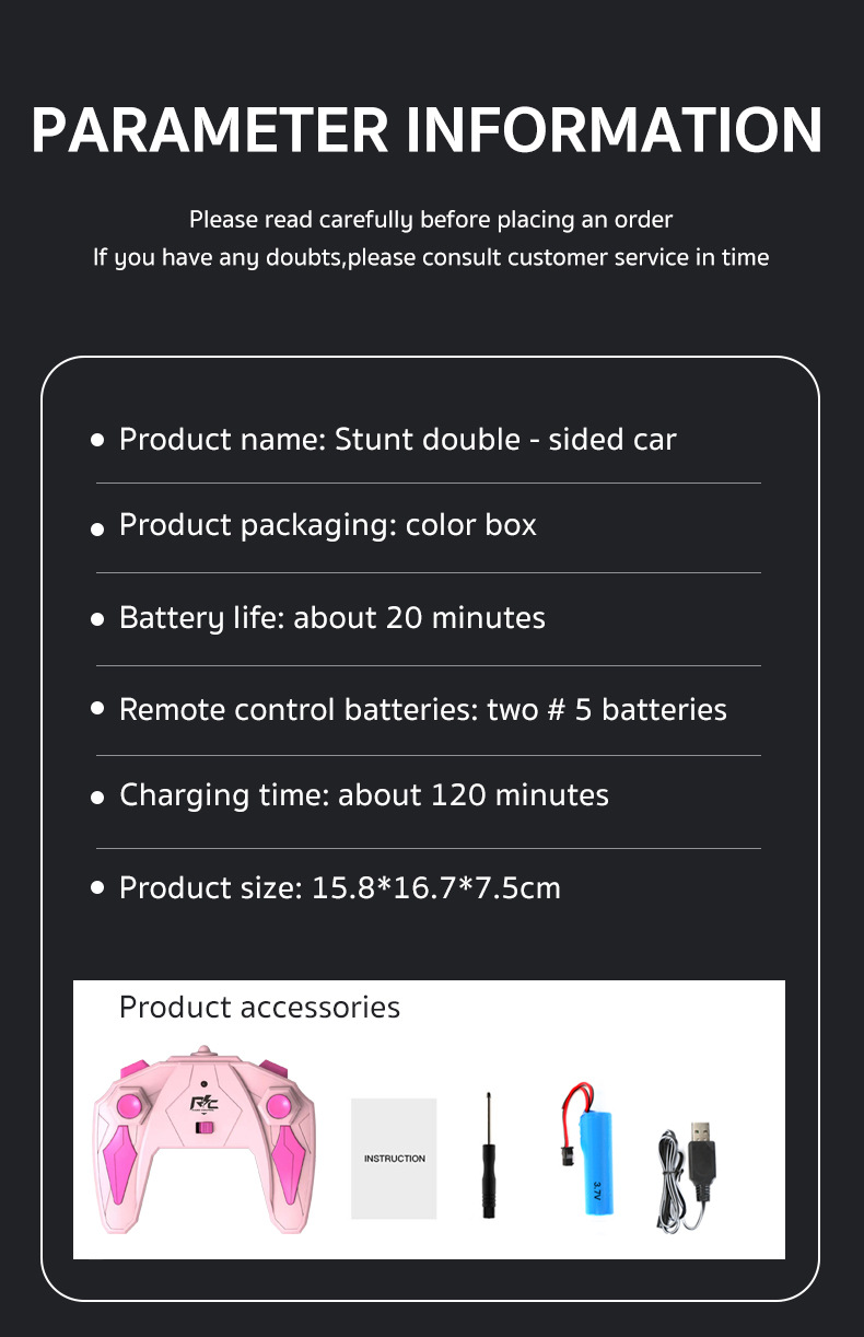 RC Stunt Cars Remote Control Car Double-Sided Driving 360-degree Flips Rotating Car Toy