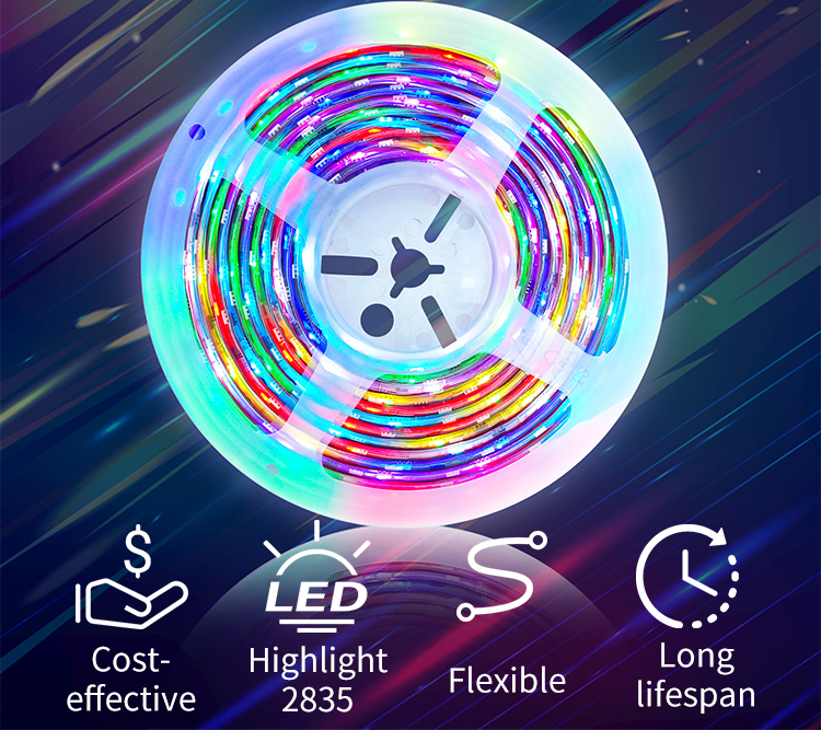 5V RGB SMD 5050 LED Light Strip with 24-KEY Control Set 5Meter/roll 50000 Working Time