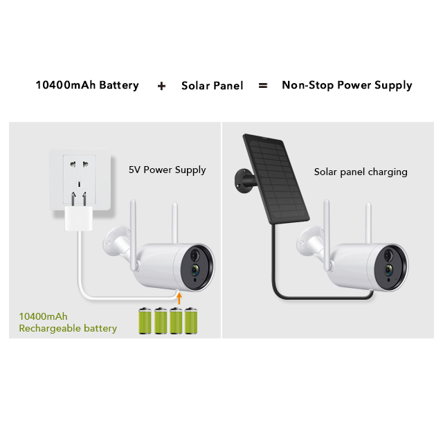 Solar Security Camera Night Vision Outdoor Camera For IP65 Home Rechargeable Battery WiFi Motion Detection Camera