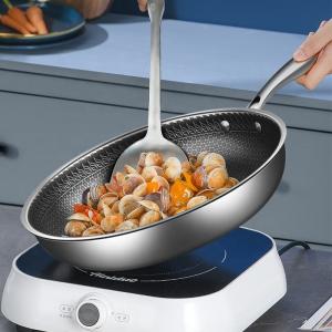 China Induction Stovetop Frying Pan Honeycomb Coating Non Stick Stainless Steel wholesale