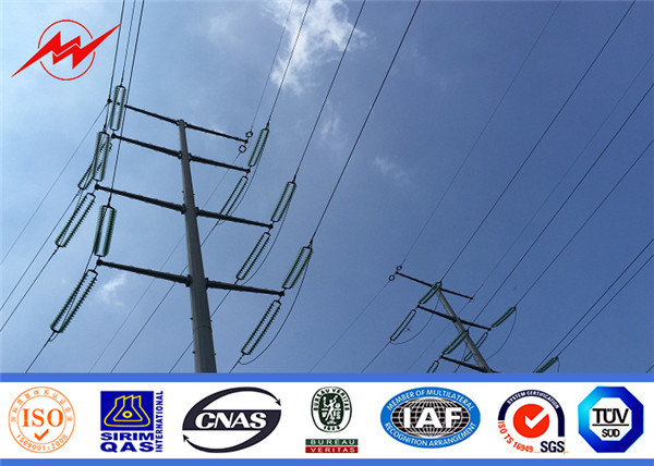 11 Kv Insolutors Steel Utility Poles , Hot Dip Galvanized Power Distribution