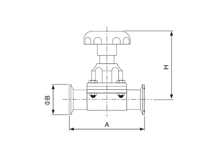 Dimension of Sanitary Tri-Clamp Diaphragm Valve – ISO/IDF Series