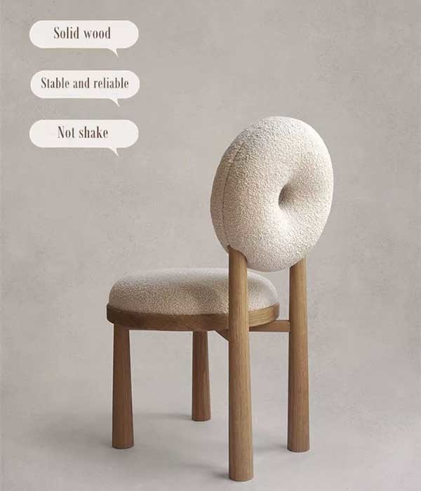 Unique Design Nordic Style Wooden Dining Chair Fabric Leisure Chairs