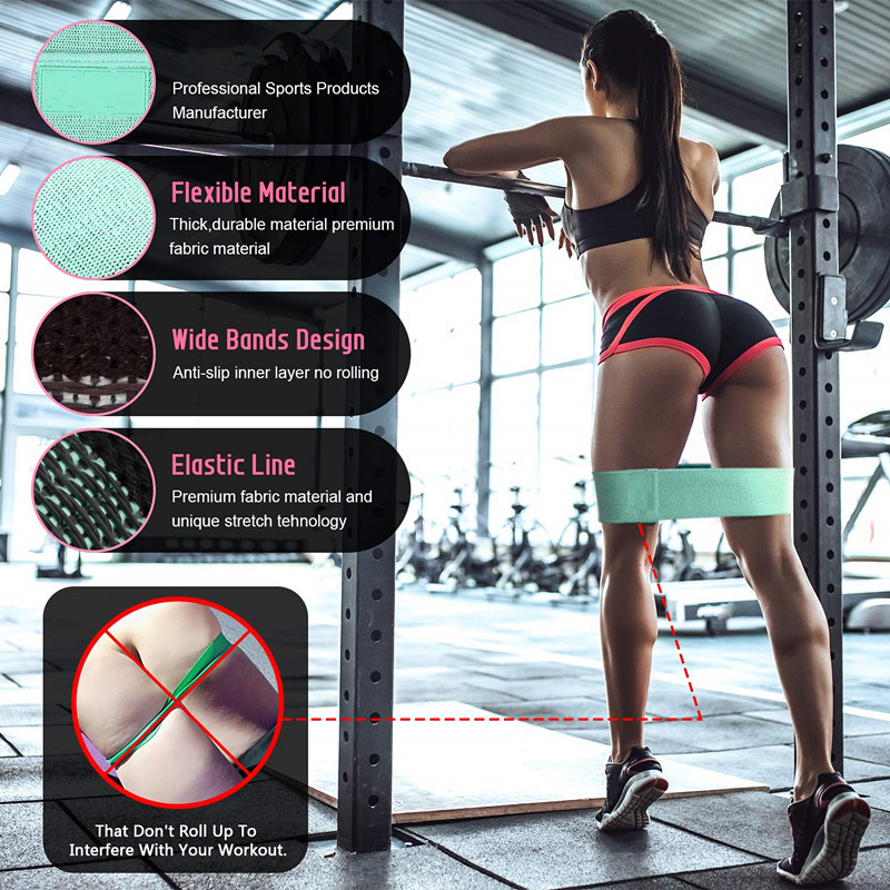 4mm Thick 18lbs Workout Fabric Resistance Bands Cotton Antitear
